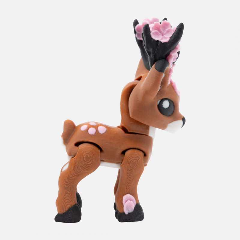 3D Printed Pink Blossom Tiny Deer – Articulated Fidget Toy - Image 2