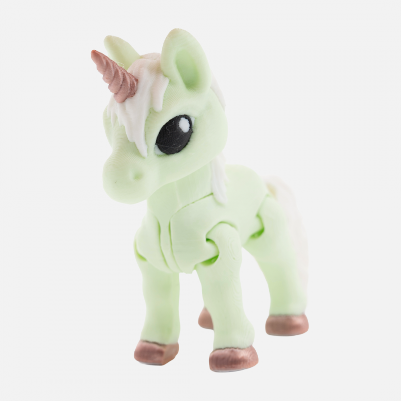 3D Printed Minty Green Unicorn – Articulated Fidget Toy