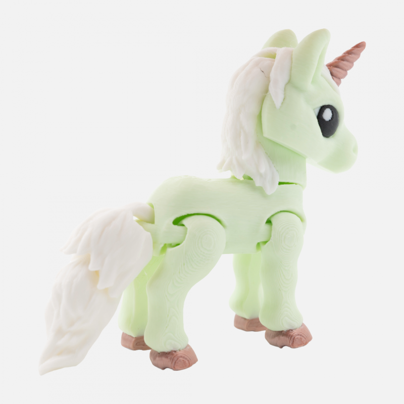 3D Printed Minty Green Unicorn – Articulated Fidget Toy - Image 2