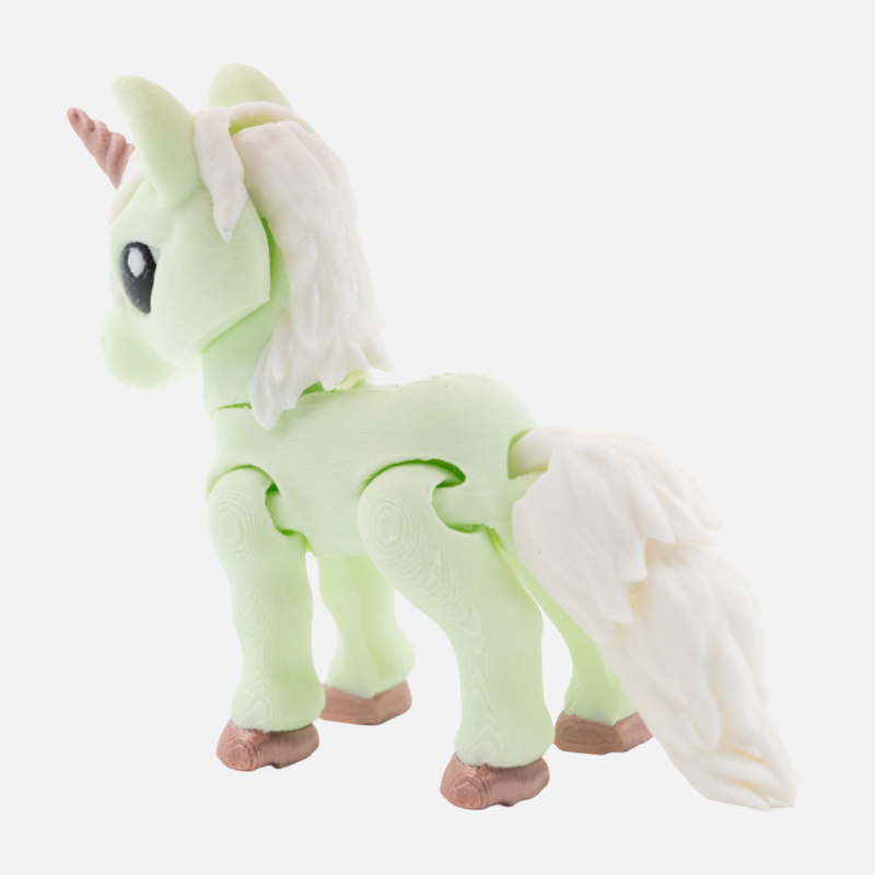 3D Printed Minty Green Unicorn – Articulated Fidget Toy - Image 3