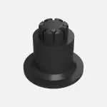 Häfele Axilio leg extension fitted to adjustable cabinet leg for additional height adjustment